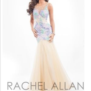 Rachel Allan 6850 Lace Appliqué Mermaid Gown